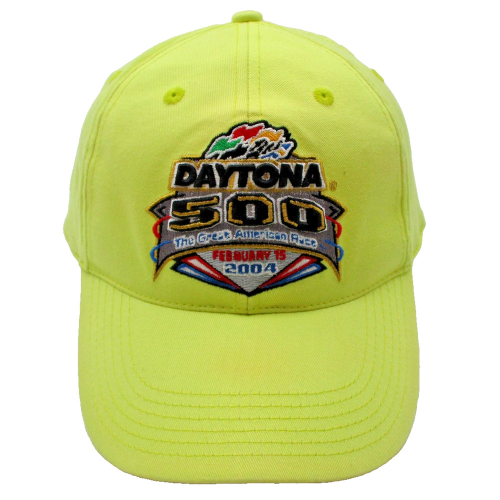 Vintage Daytona 500 Hat Cap Snap Back One Size Yellow NASCAR Twins Enterprise
